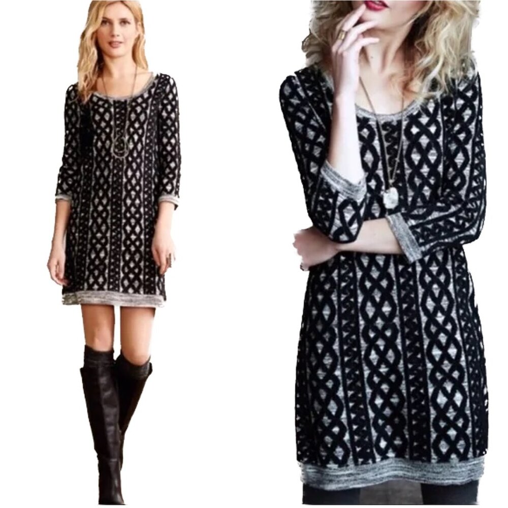 Anthropologie MOTH Cable Knit Pattern Sweater Dress